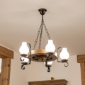 Brilagi - Lámpara colgante con cadena ROATA 5xE14/40W/230V, diámetro 50 cm, haya/nogal