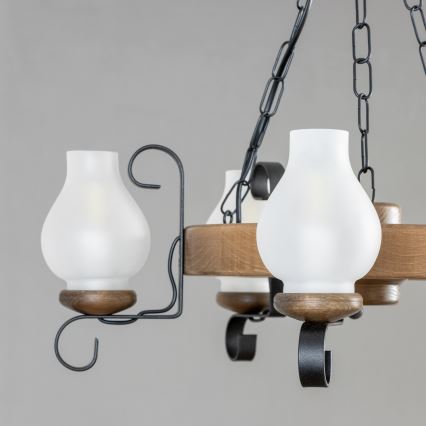Brilagi - Lámpara colgante con cadena ROATA 5xE14/40W/230V, diámetro 50 cm, haya/nogal