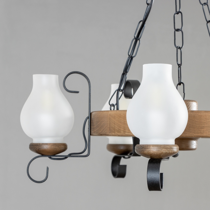 Brilagi - Lámpara colgante con cadena ROATA 5xE14/40W/230V, diámetro 50 cm, haya/nogal