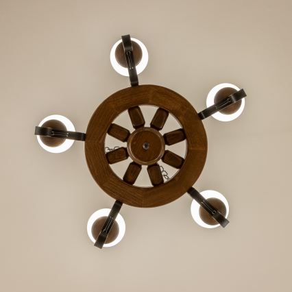 Brilagi - Lámpara colgante con cadena ROATA 5xE14/40W/230V, diámetro 50 cm, haya/nogal