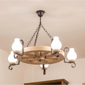 Brilagi - Lámpara colgante con cadena ROATA 5xE14/40W/230V roble
