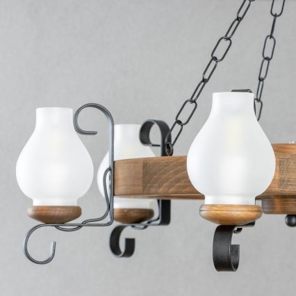 Brilagi - Lámpara colgante con cadena ROATA 6xE14/40W/230V Ø 70 cm haya