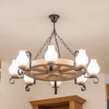 Brilagi - Lámpara colgante con cadena ROATA 8xE14/40W/230V roble