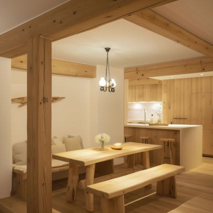 Brilagi - Lámpara colgante con cadena RUSTIC 2xE14/40W/230V haya