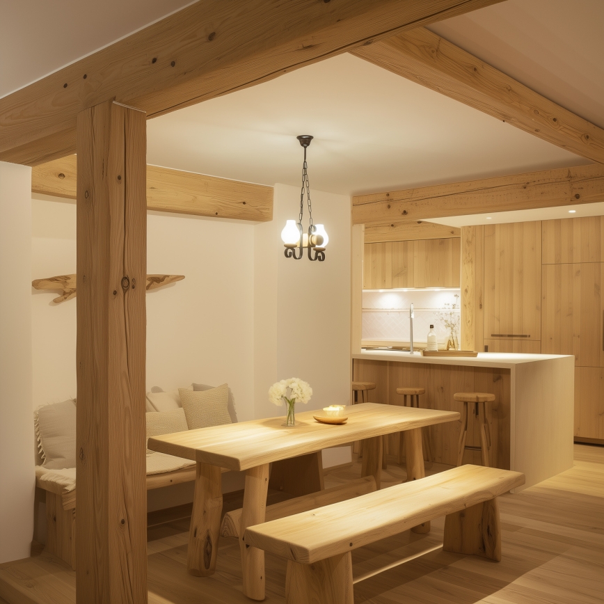 Brilagi - Lámpara colgante con cadena RUSTIC 2xE14/40W/230V haya