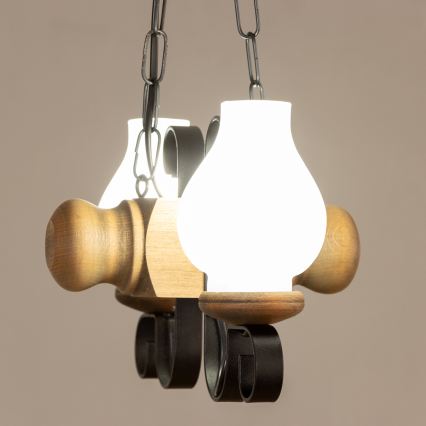 Brilagi - Lámpara colgante con cadena RUSTIC 2xE14/40W/230V haya