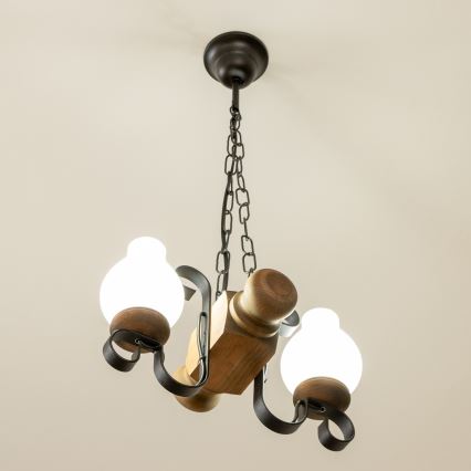 Brilagi - Lámpara colgante con cadena RUSTIC 2xE14/40W/230V haya