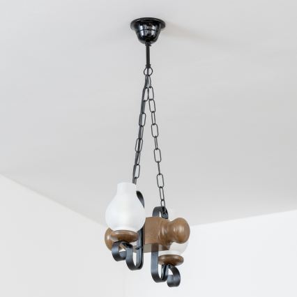 Brilagi - Lámpara colgante con cadena RUSTIC 2xE14/40W/230V haya/nogal
