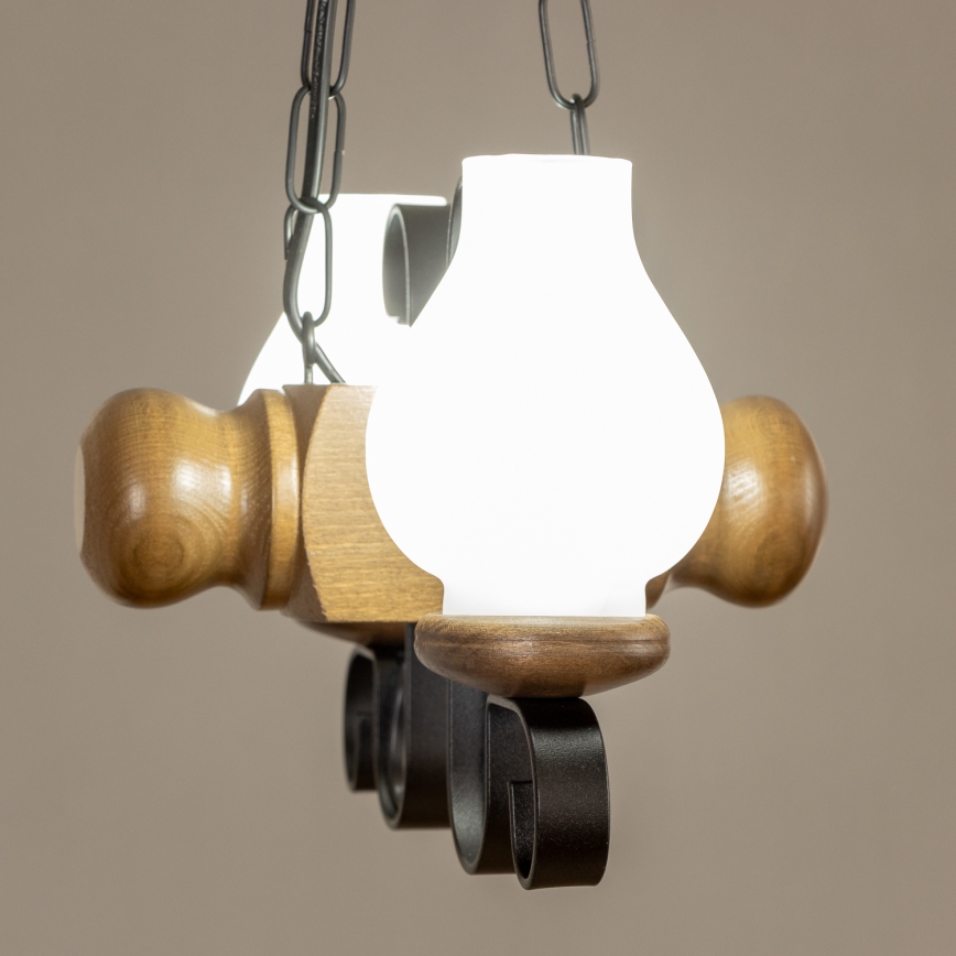 Brilagi - Lámpara colgante con cadena RUSTIC 2xE14/40W/230V haya/nogal