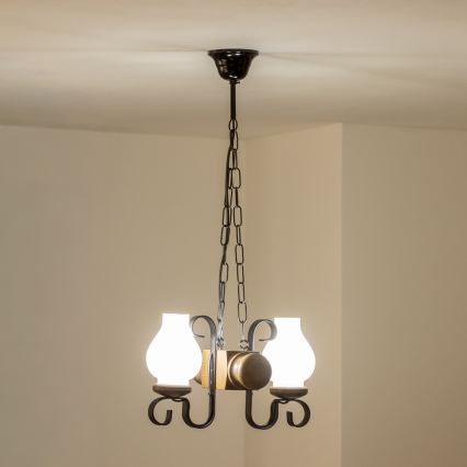 Brilagi - Lámpara colgante con cadena RUSTIC 2xE14/40W/230V haya/nogal