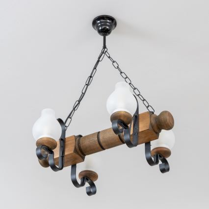 Brilagi - Lámpara colgante con cadena RUSTIC 4xE14/40W/230V haya
