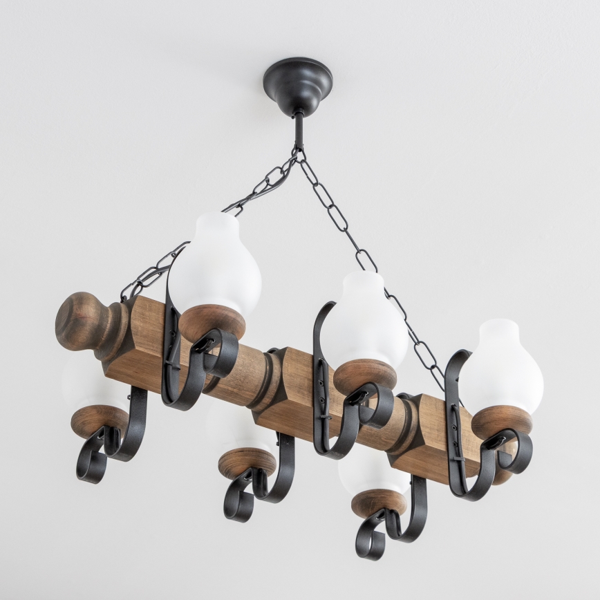Brilagi - Lámpara colgante con cadena RUSTIC 6xE14/40W/230V haya