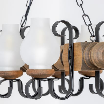 Brilagi - Lámpara colgante con cadena RUSTIC 6xE14/40W/230V haya