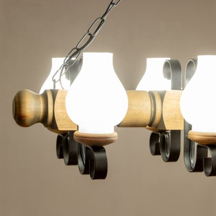 Brilagi - Lámpara colgante con cadena RUSTIC 6xE14/40W/230V haya