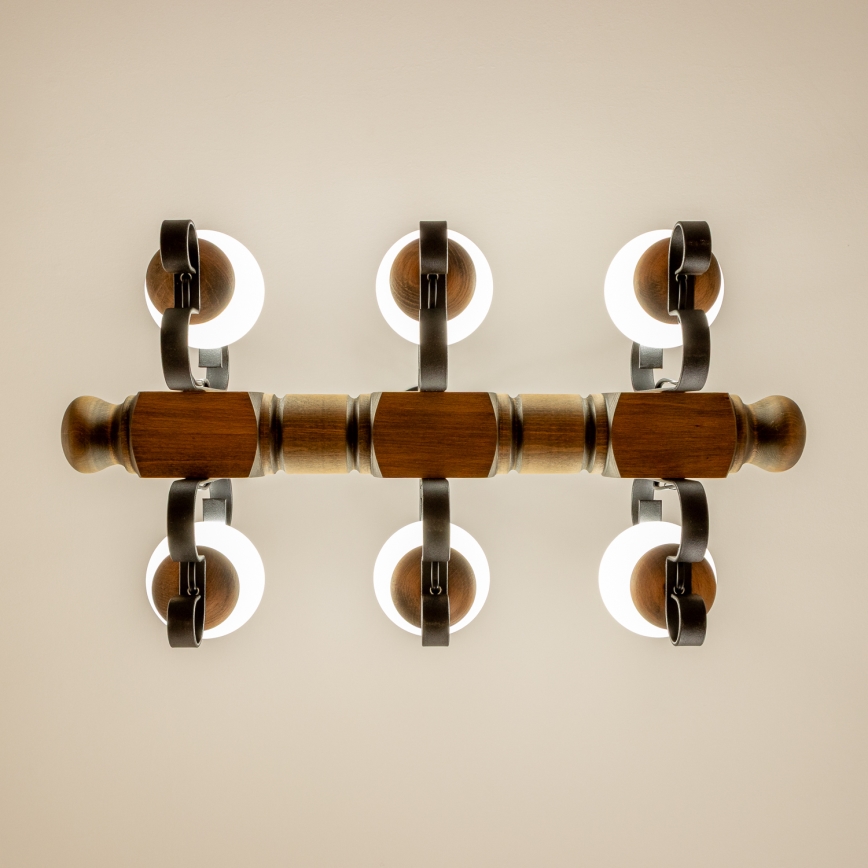 Brilagi - Lámpara colgante con cadena RUSTIC 6xE14/40W/230V haya