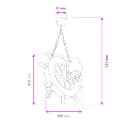 Brilagi - Lámpara colgante con cadena TIMONA 2xE14/40W/230V haya
