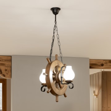 Brilagi - Lámpara colgante con cadena TIMONA 2xE14/40W/230V haya/nogal