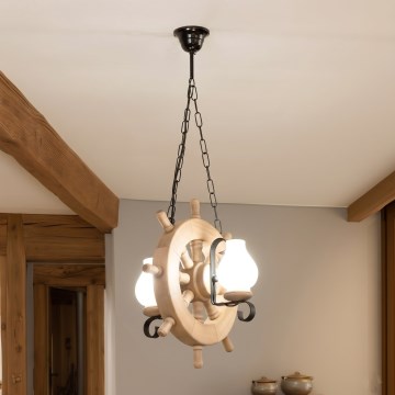 Brilagi - Lámpara colgante con cadena TIMONA 2xE14/40W/230V roble