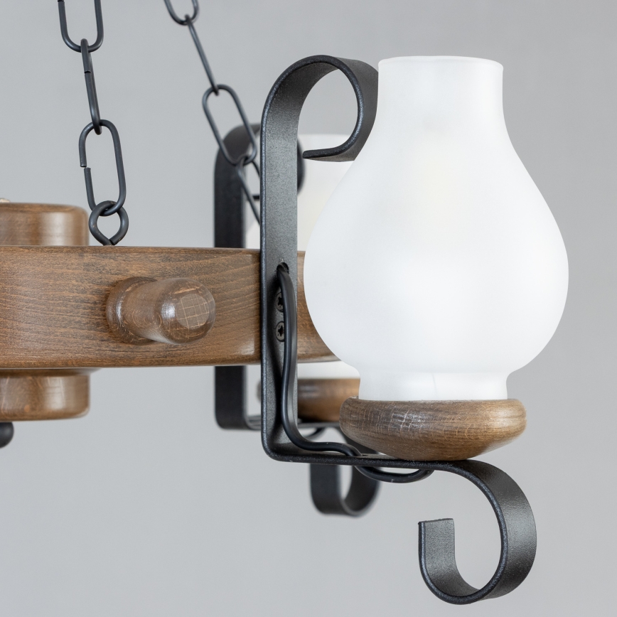 BRILAGI - Lámpara colgante con cadena TIMONA 4xE14/40W/230V Ø 50 cm haya/nogal