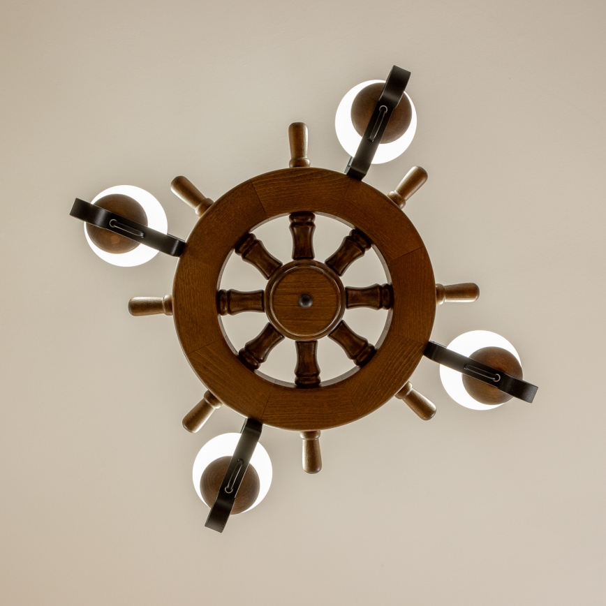 BRILAGI - Lámpara colgante con cadena TIMONA 4xE14/40W/230V Ø 50 cm haya/nogal