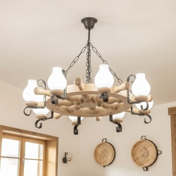 Brilagi - Lámpara colgante con cadena TIMONA 8xE14/40W/230V roble