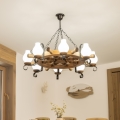 Brilagi - Lámpara colgante con cadena TIMONA 8xE14/40W/230V Ø 70 cm haya