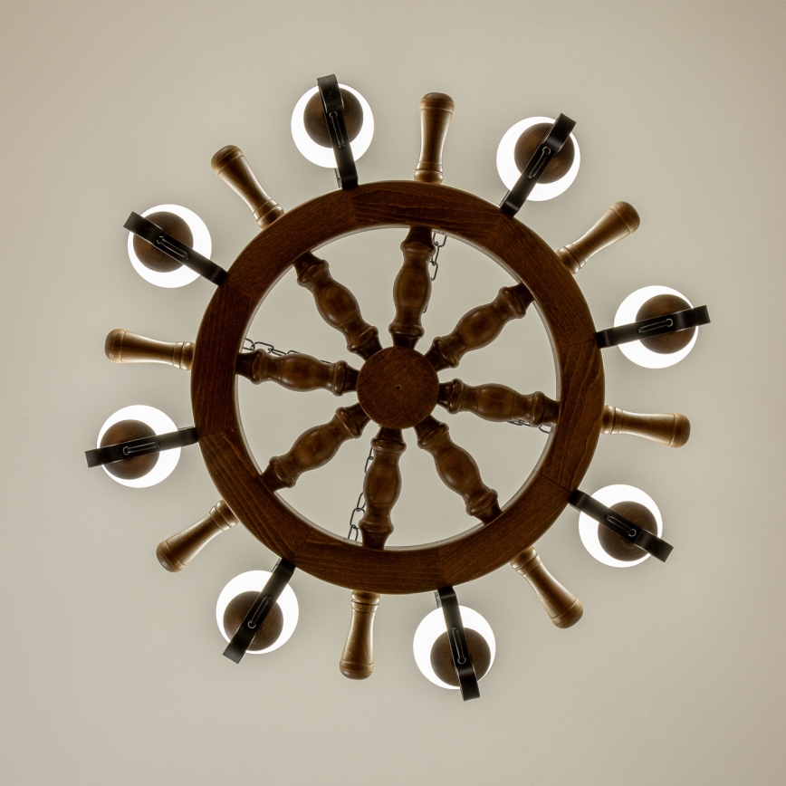Brilagi - Lámpara colgante con cadena TIMONA 8xE14/40W/230V Ø 70 cm haya/nogal