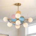 Brilagi - Lámpara colgante con varilla BALMO 8xG9/9W/230V Ø 60 cm dorado/azul/rosa