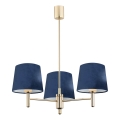 Brilagi - Lámpara colgante con varilla MONTE 3xE27/15W/230V azul/dorado