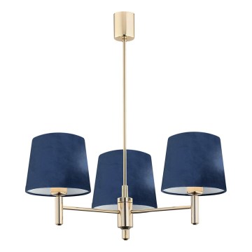 Brilagi - Lámpara colgante con varilla MONTE 3xE27/15W/230V azul/dorado