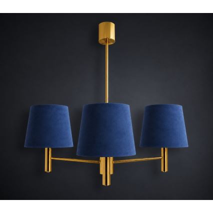 Brilagi - Lámpara colgante con varilla MONTE 3xE27/15W/230V azul/dorado