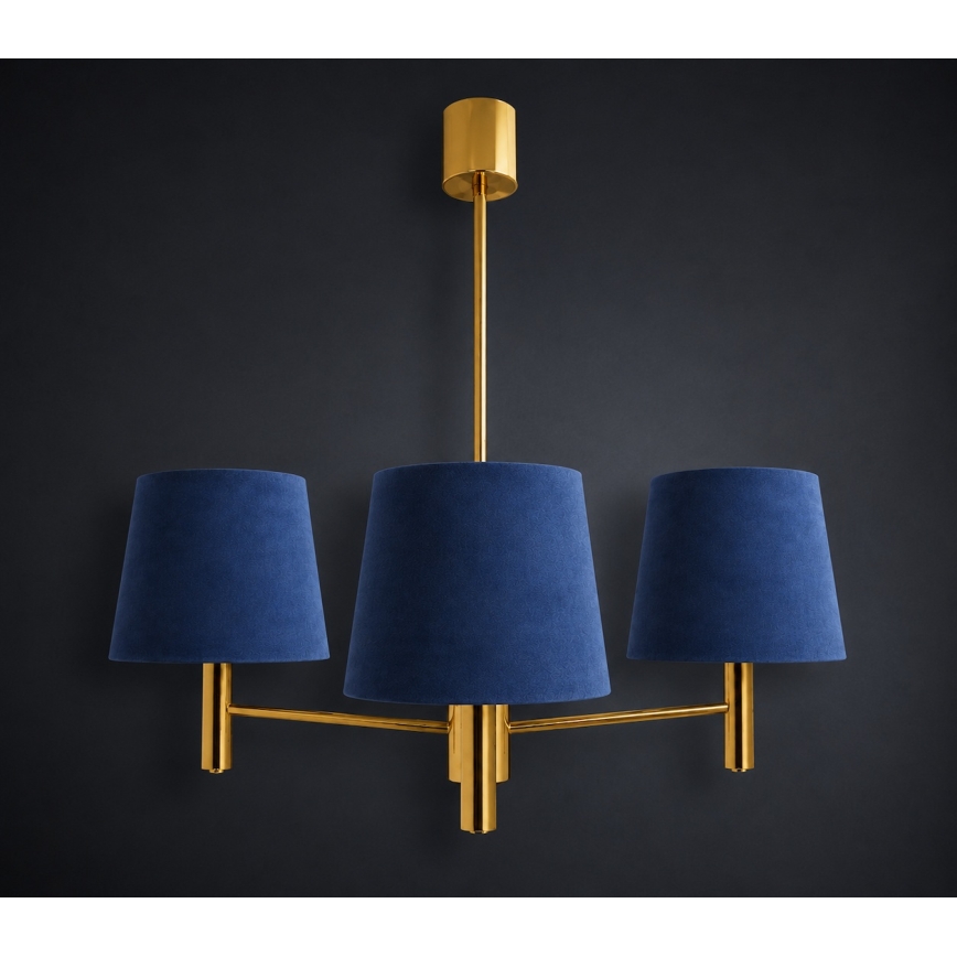 Brilagi - Lámpara colgante con varilla MONTE 3xE27/15W/230V azul/dorado