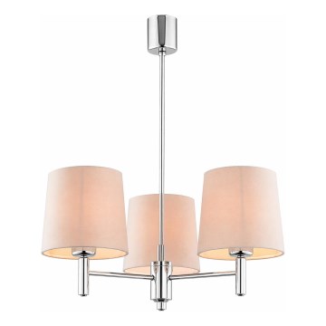 Brilagi - Lámpara colgante con varilla MONTE 3xE27/15W/230V beige/cromo brillante