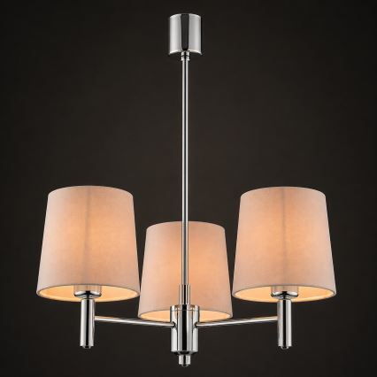 Brilagi - Lámpara colgante con varilla MONTE 3xE27/15W/230V beige/cromo brillante