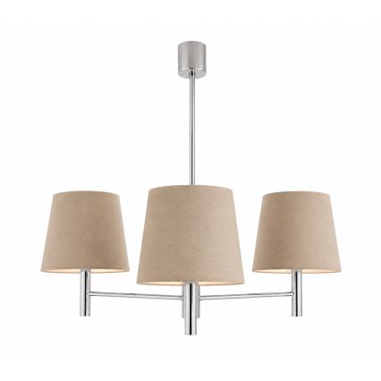 Brilagi - Lámpara colgante con varilla MONTE 3xE27/15W/230V beige/cromo brillante