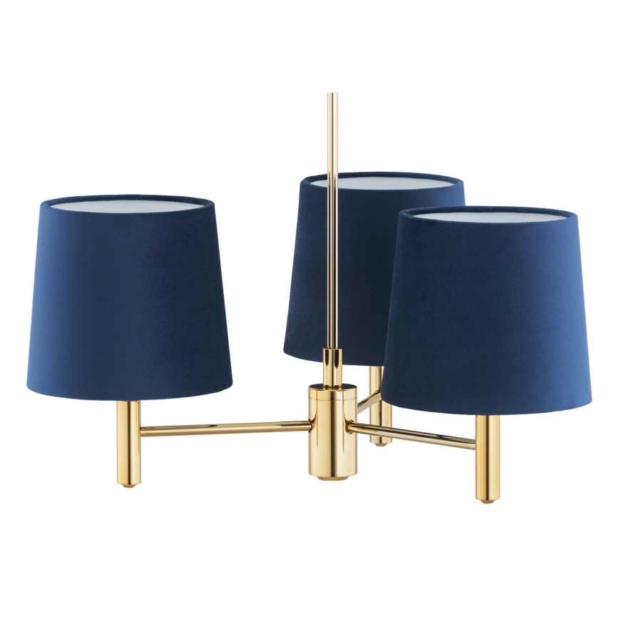 BRILAGI - Lámpara colgante con varilla MONTE 3xE27/60W/230V azul/dorado