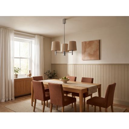 BRILAGI - Lámpara colgante con varilla MONTE 3xE27/60W/230V beige/cromo brillante
