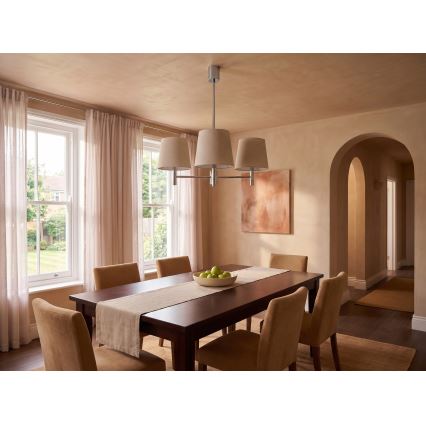 BRILAGI - Lámpara colgante con varilla MONTE 3xE27/60W/230V beige/cromo brillante