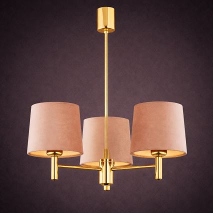 Brilagi - Lámpara colgante con varilla MONTE 3xE27/60W/230V beige/oro