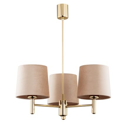 Brilagi - Lámpara colgante con varilla MONTE 3xE27/60W/230V beige/oro