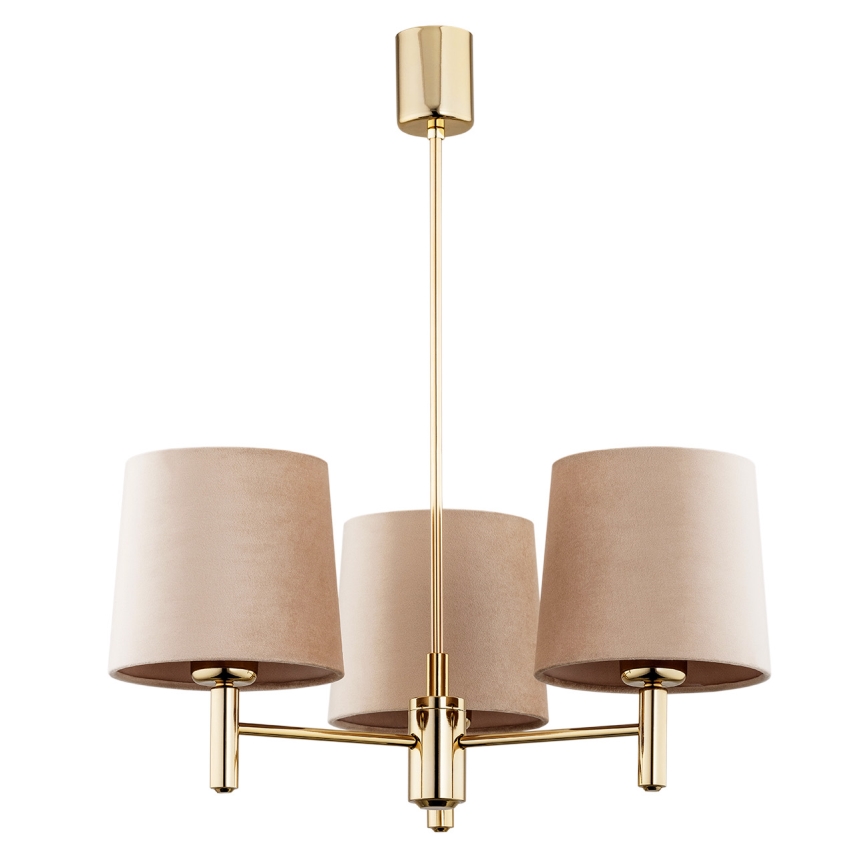 Brilagi - Lámpara colgante con varilla MONTE 3xE27/60W/230V beige/oro