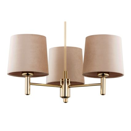 Brilagi - Lámpara colgante con varilla MONTE 3xE27/60W/230V beige/oro