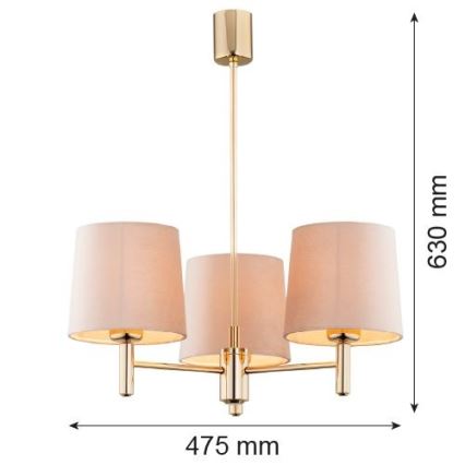 Brilagi - Lámpara colgante con varilla MONTE 3xE27/60W/230V beige/oro