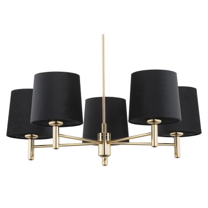 Brilagi - Lámpara colgante con varilla MONTE 5xE27/15W/230V negra/dorada