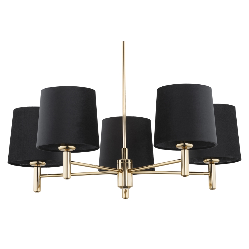 Brilagi - Lámpara colgante con varilla MONTE 5xE27/15W/230V negra/dorada