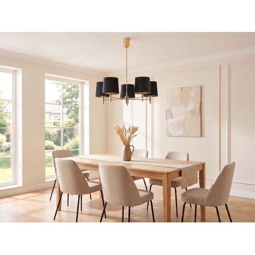 BRILAGI - Lámpara colgante con varilla MONTE 5xE27/60W/230V negra/dorada