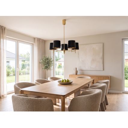 BRILAGI - Lámpara colgante con varilla MONTE 5xE27/60W/230V negra/dorada