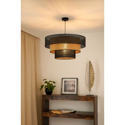 Brilagi - Lámpara colgante con cable DAKOTA LUNETA 1xE27/15W/230V diámetro 60 cm negro/rattan