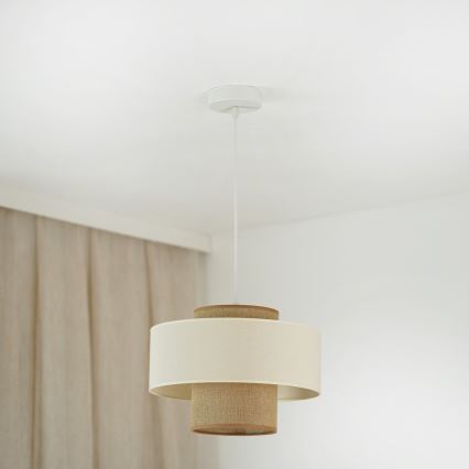 Brilagi - Lámpara colgante con cable DALLAS 1xE27/15W/230V Ø 30 cm marrón/crema/blanco