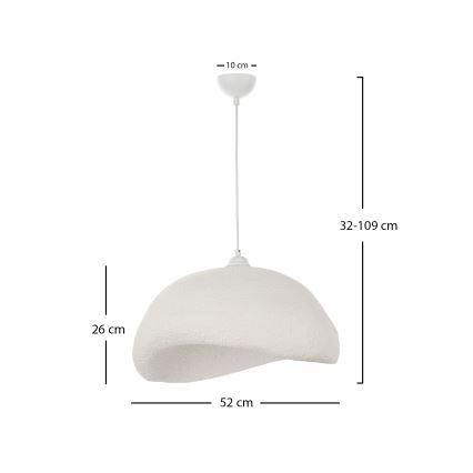 Brilagi - Lámpara colgante de cable WABI SABI 1xE27/40W/230V Ø 52 cm blanca